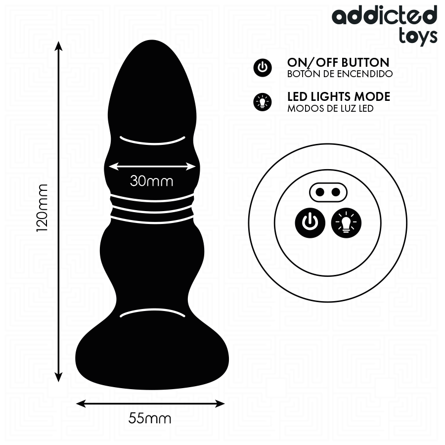 ADDICTED TOYS PLUG ANAL ROTATIF ET VIBRANT TELECOMMANDE AVEC LUMIERE LED