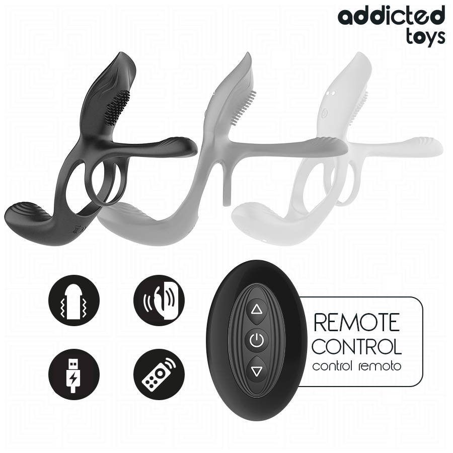 ADDICTED TOYS ANNEAU DOUBLE PENIS AVEC STIMULATEUR CLITORIAL