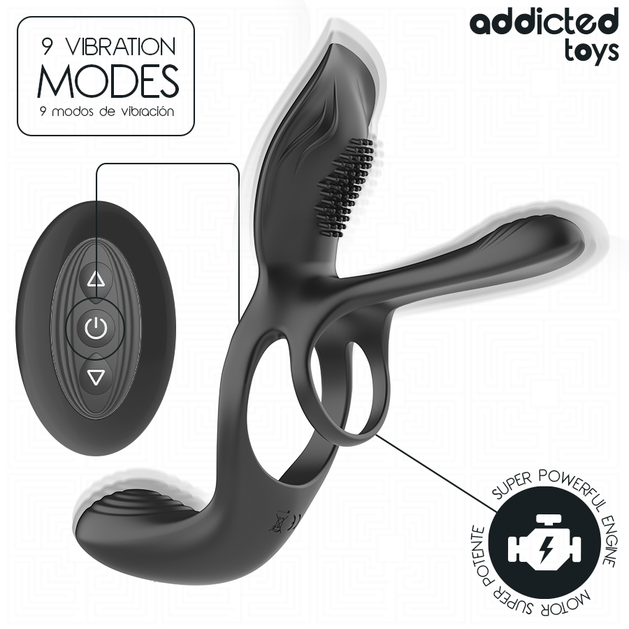 ADDICTED TOYS ANNEAU DOUBLE PENIS AVEC STIMULATEUR CLITORIAL