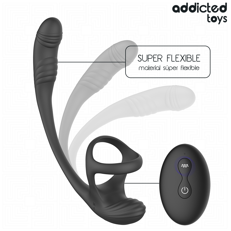ADDICTED TOYS PLUG ANAL AVEC VIBRATION ONDULATION A 360 ET STIMULATEUR DE TESTICULES