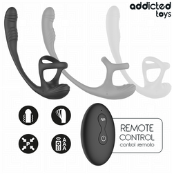 Plug vibrant rotatif avec télécommande et pictogrammes de fonctions