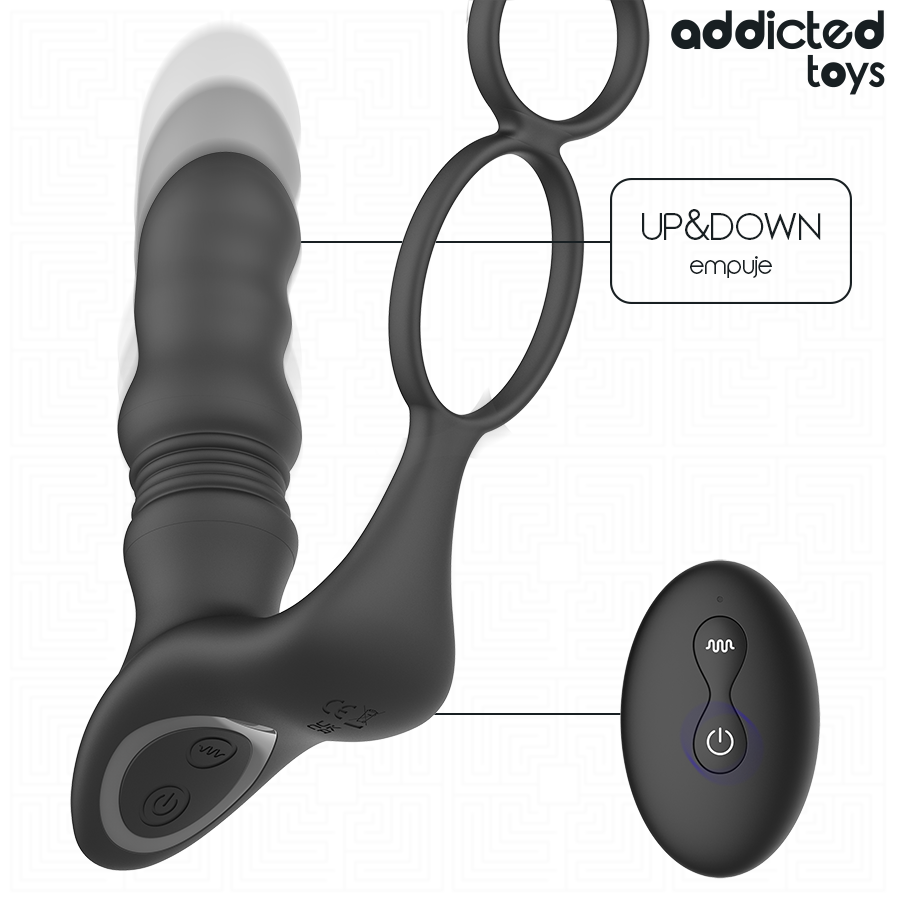 Cockring double avec stimulateur prostate va-et-vient — en situation