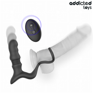 Cockring double avec stimulateur prostate va-et-vient — vue de profil