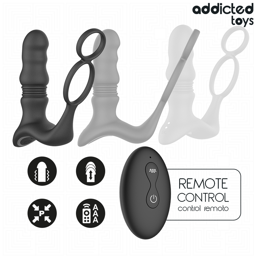 Cockring double avec stimulateur prostate va-et-vient — vue détaillée