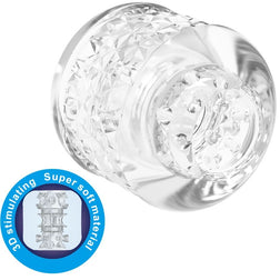 Masturbateur double orifice en matière souple transparente