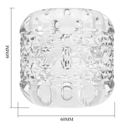 Schéma technique du masturbateur avec dimensions 60mm par 60mm