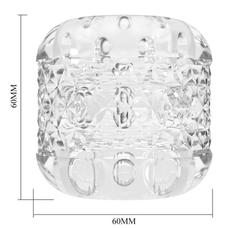 Schéma technique du masturbateur avec dimensions 60mm par 60mm