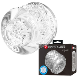 Masturbateur double orifice transparent avec texture diamant et packaging