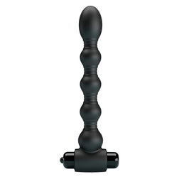 Vue isolée du chapelet anal vibrant en silicone noir