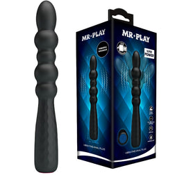 Chapelet anal vibrant rechargeable en silicone noir avec son emballage