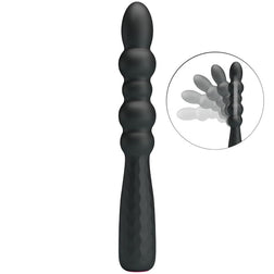 Chapelet anal vibrant flexible en silicone noir montrant la courbure