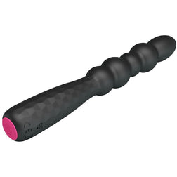 Vue d'ensemble du chapelet anal vibrant rechargeable en silicone noir