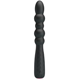 Vue verticale du chapelet anal vibrant en silicone noir