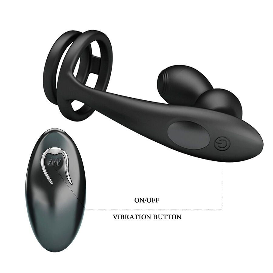 Plug vibrant + cockring avec télécommande sans fil