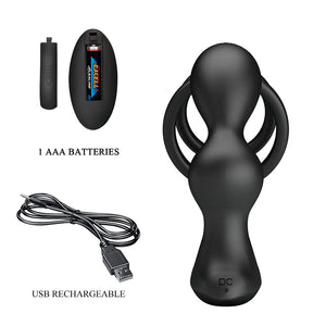 Plug vibrant + cockring avec télécommande sans fil