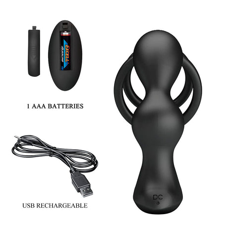 Vibrating plug + cockring with wireless remote control