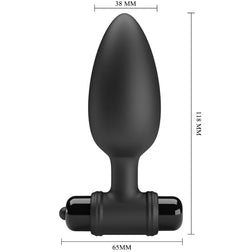 Technical diagram of the vibrating butt plug with dimensions in millimetres