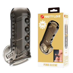 Gaine pénis modèle Pretty Love en TPE noir pour le plaisir intime.