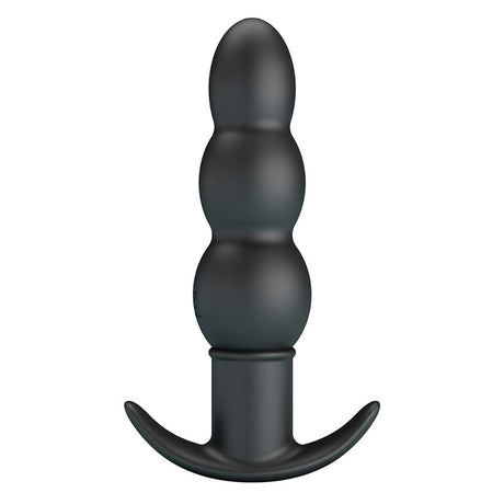 Vue de profil du plug anal vibrant en silicone noir