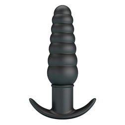 Plug anal vibrant noir avec base en forme de T