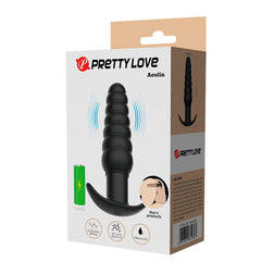 Plug anal vibrant silicone nervuré 11 cm base T-stop - emballage