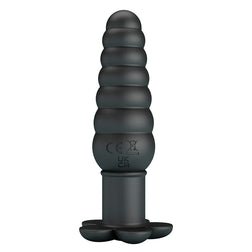 Vue de profil du plug anal vibrant en silicone noir