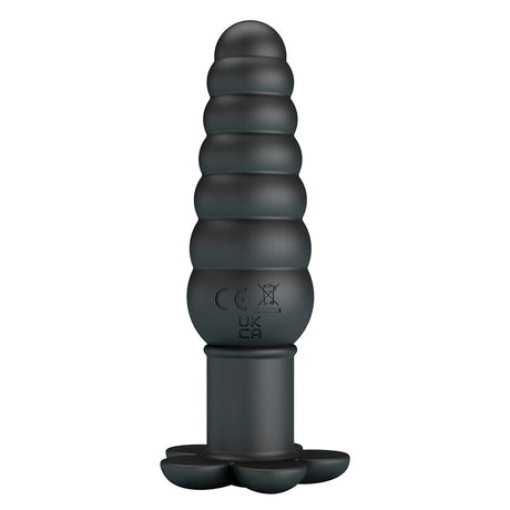 Plug anal vibrant silicone 10 modes base ventouse 11,7 cm — vue de profil