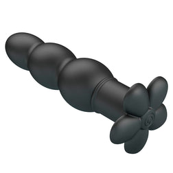 Plug anal vibrant en silicone noir à trois boules