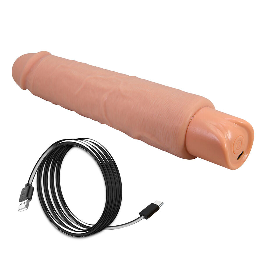 Large realistic vibrating dildo 25.2 cm, material detail