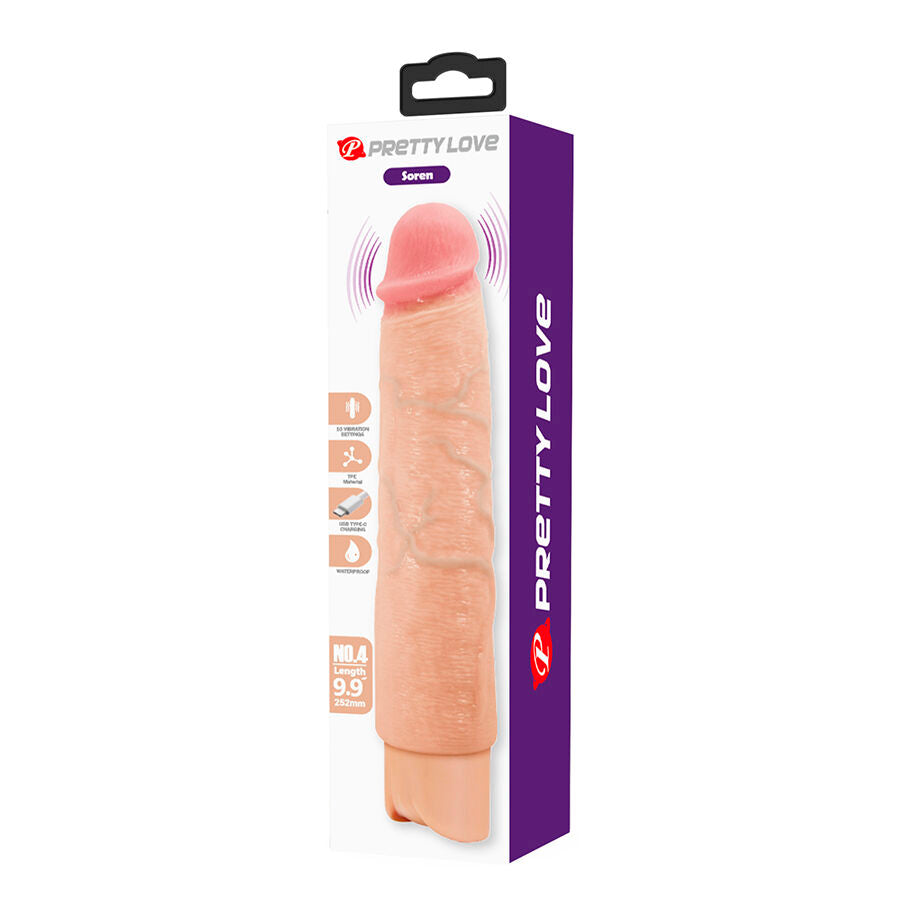 Large realistic vibrating dildo 25.2 cm, packaging