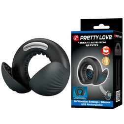 Cockring vibrant modèle Quentin en Silicone noir pour le plaisir intime.