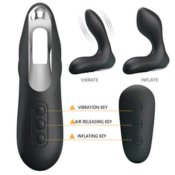 Masseur prostatique gonflable 12 modes télécommandé — texture visible