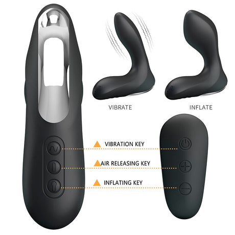 Masseur prostatique gonflable 12 modes télécommandé — texture visible