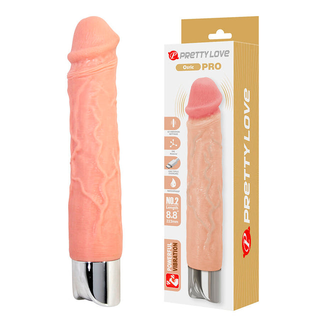 Gode réaliste Pretty Love Vibromasseur réaliste flexible 10 modes rechargeable — Osric Pro en TPE vu de face