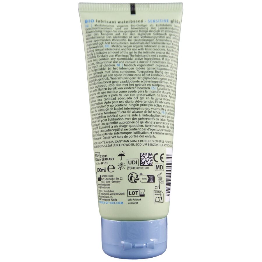 Lubrifiant bio peaux sensibles aloe vera 100 ml — emballage