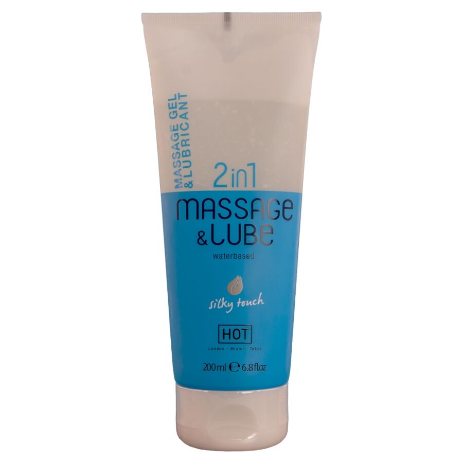 Gel de massage et lubrifiant 2-en-1 200 ml — Massage & Glide · Hot · Base eau