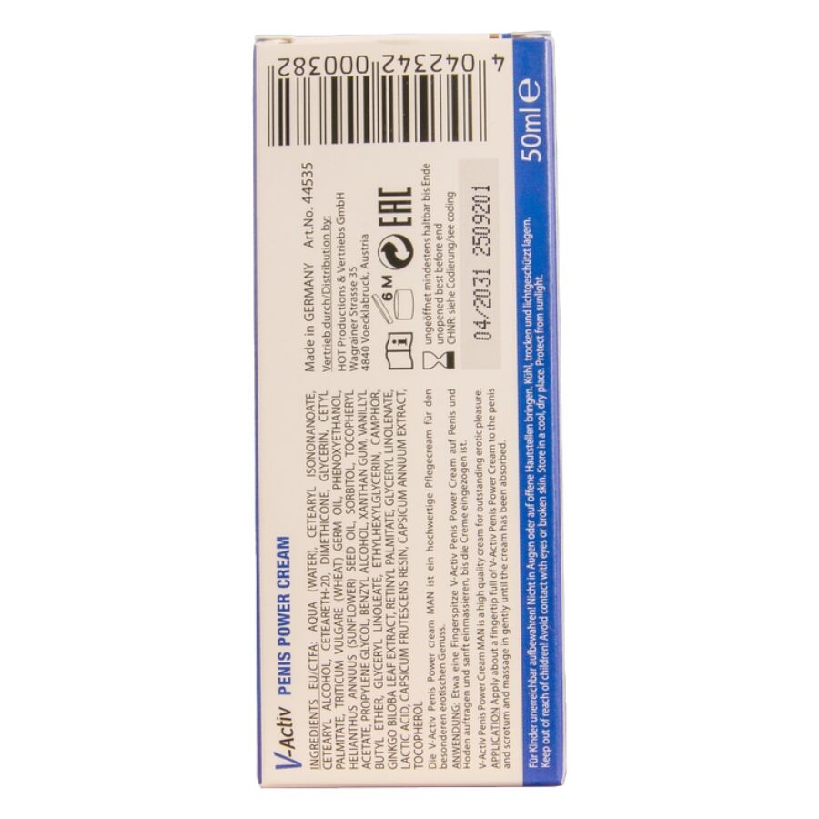 HOT CREME STIMULANTE POUR LE PENIS V ACTIV POUR HOMMES 50 ML