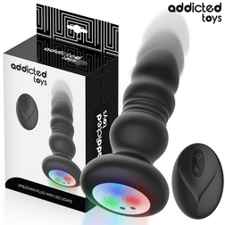 Plug anal noir avec va-et-vient, vibration et LED — vue de face
