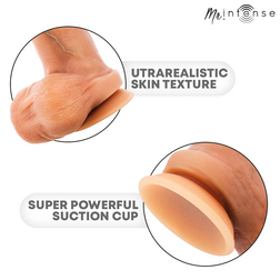 Realistic Bruce L silicone dildo with testicles, 23 cm long and 5.2 cm in diameter.