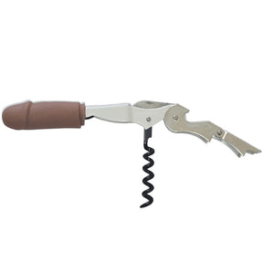 Accessoire modèle Tire bouchon sommelier manche pénis, ton foncé chocolat pour le plaisir intime.