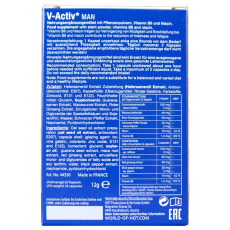 HOT V ACTIV CAPSULES HOMME 20 UNITES