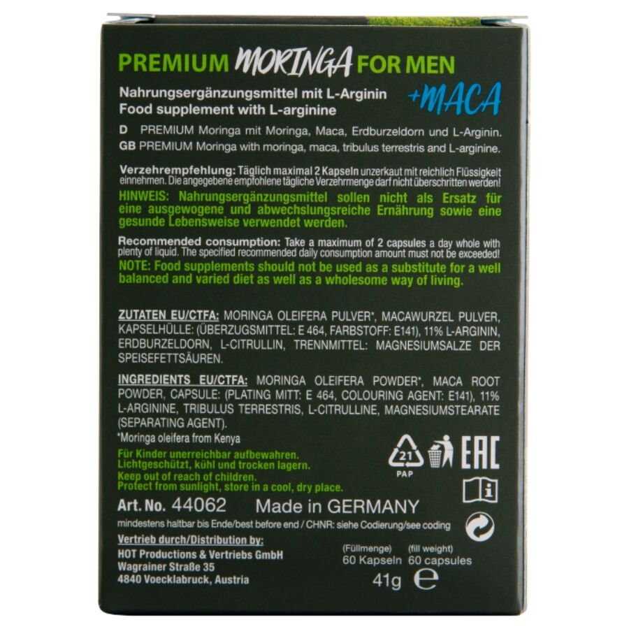 HOT MORINGA BOITES POUR HOMMES 60 UNITES