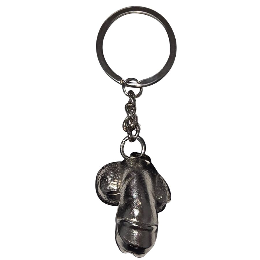 Accessoire modèle Porte clés pénis en métal argenté pour le plaisir intime.