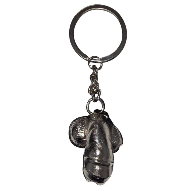 Accessoire modèle Porte clés pénis en métal argenté pour le plaisir intime.