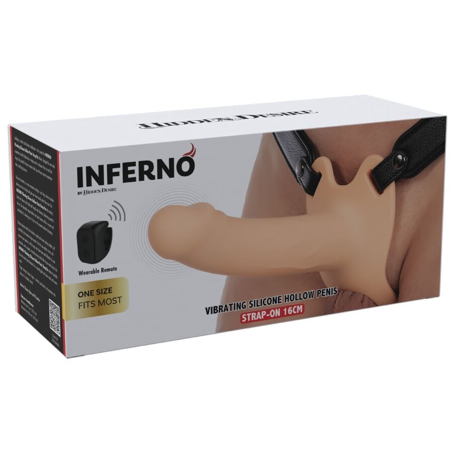 HIDDEN DESIRE INFERNO MANCHON PENIS VIBRANT AVEC STRAP ON 16 CM