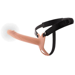 Gaine pénis Gaine pénienne vibrante silicone 20 cm + harnais — Inferno en Silicone médical chair vu de face