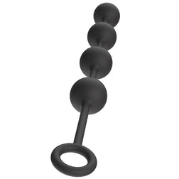 Chapelet anal lesté 4 boules silicone 39 cm — Heavy Balls L en Silicone médical noir 39.0 cm vu de face