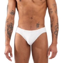 Slip de la marque Burn modèle 021 blanc pour le plaisir intime.