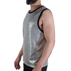 Macho lamé silver tank top, S/M