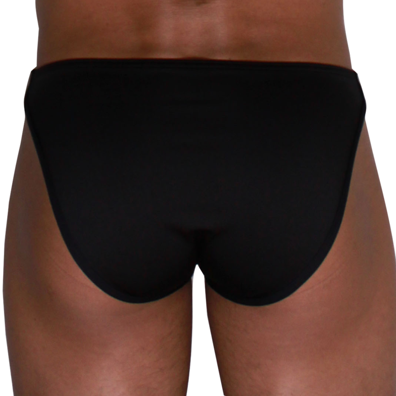 Dos couvrant du slip Macho MCH010 noir, avec côtés échancrés